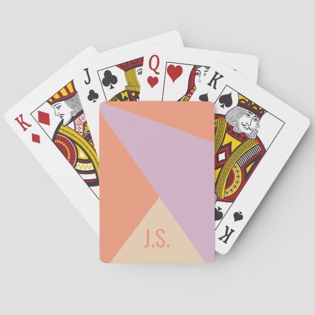 Peach Orange And Lavender Geometric Colour Blocks Playing Cards (Back)