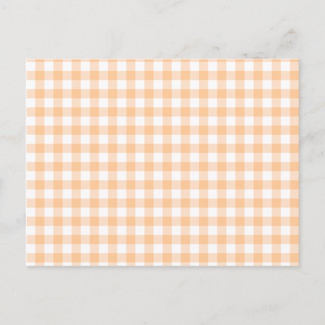 Peach Orange and White Gingham Postcard (Front)