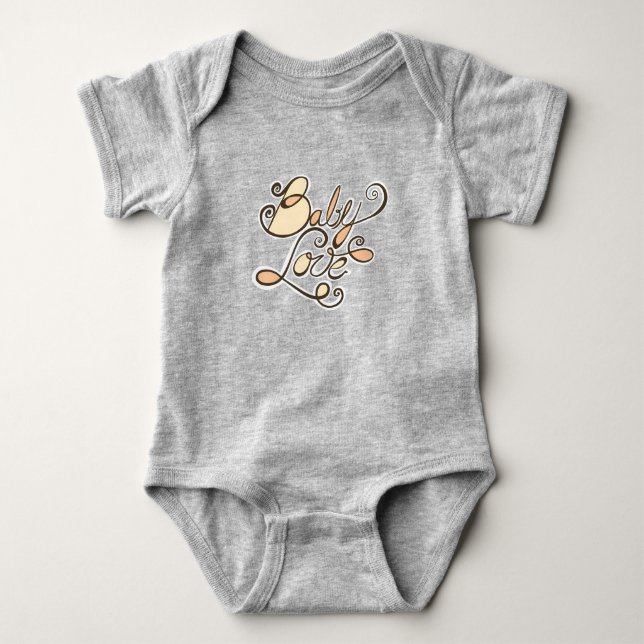Peach Orange Baby Love Bodysuit (Front)