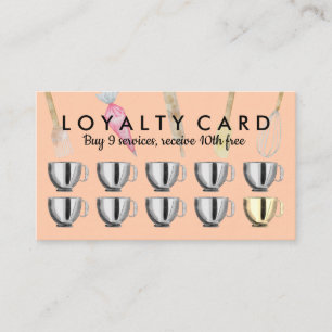 Peach Orange Bakery pastry tools Loyalty Punch Business Card