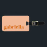 Peach Orange Bold Typography Personalised Name  Luggage Tag<br><div class="desc">Bold Modern Typography Personalised Name Luggage Tag in Peach</div>