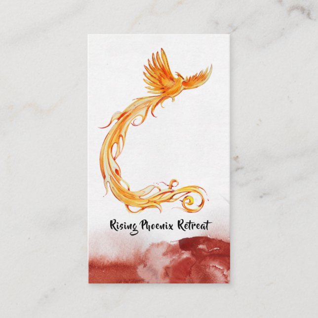 *~* Peach Orange Burgundy Red Phoenix Flames Business Card (Front)