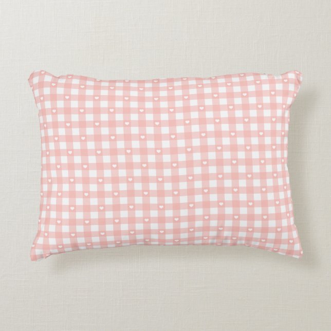 Peach Orange Checks Decorative Cushion (Front)