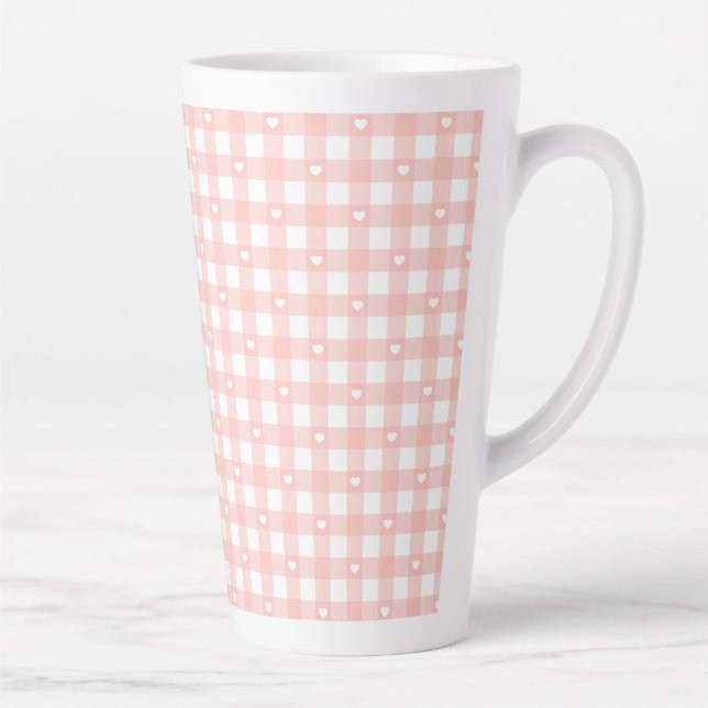 Peach Orange Checks Latte Mug (Right)