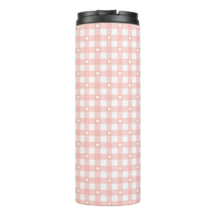 Peach Orange Checks Thermal Tumbler