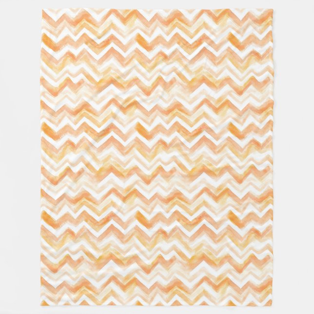 Peach Orange Chevron Stripes Fleece Blanket (Front)