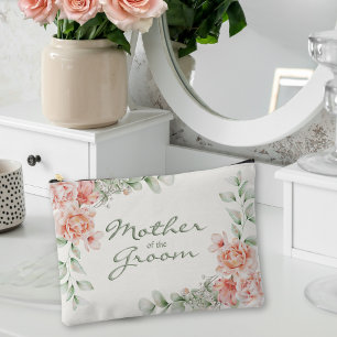Peach Orange Coral Floral Mother of the Groom Accessory Pouch