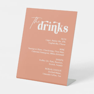 Peach Orange Drink Menu Wedding Bar Pedestal Sign