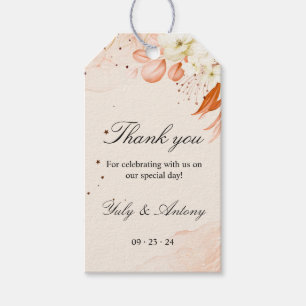 Peach Orange Floral Celestial Favour Gift Tags
