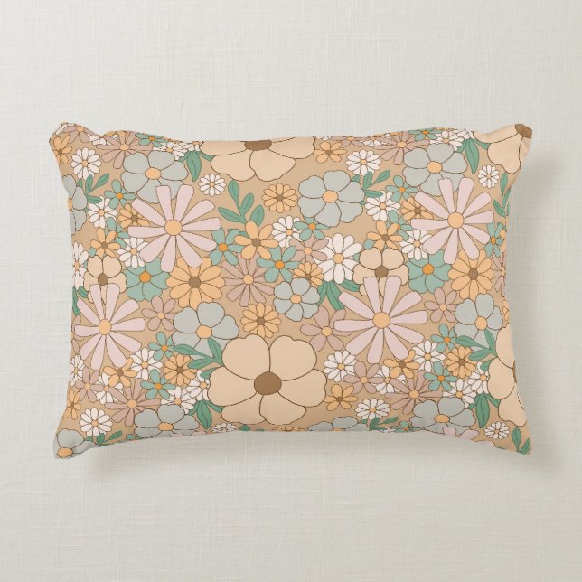 Peach Orange Floral Decorative Cushion (Front)
