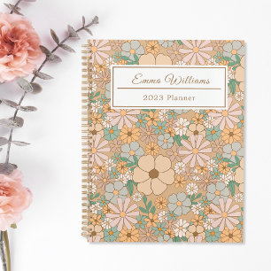 Peach Orange Floral   Personalised Spiral Planner