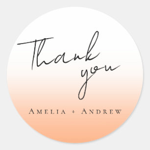 Peach Orange Fuzz Elegant Modern Wedding Classic Round Sticker