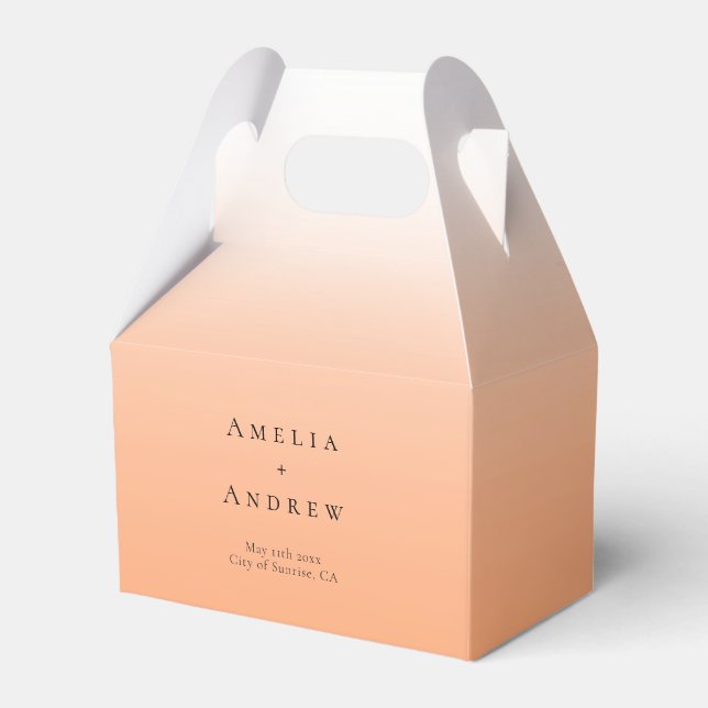 Peach Orange Fuzz Elegant Modern Wedding Favour Box (Front Side)