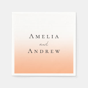 Peach Orange Fuzz Elegant Modern Wedding Napkin