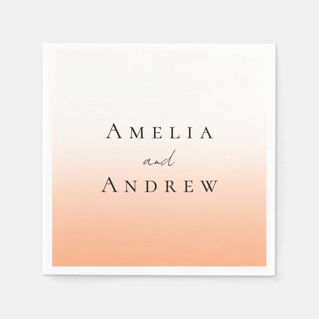 Peach Orange Fuzz Elegant Modern Wedding Napkin (Front)