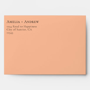 Peach Orange Fuzz Wedding Elegant Minimalistic Envelope