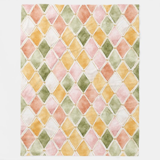 Peach Orange Green Yellow Blush   Fleece Blanket (Front)