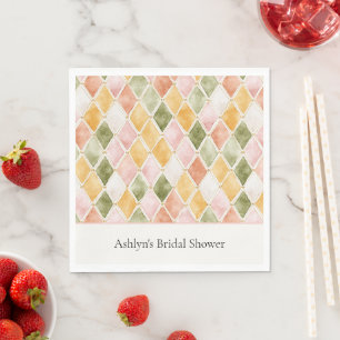 Peach Orange Green Yellow Blush Pink Bridal Shower Napkin