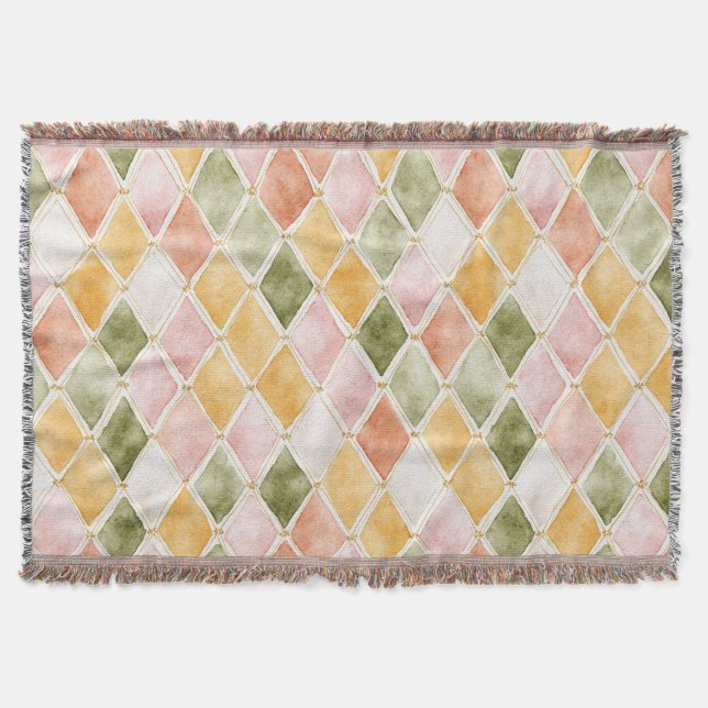 Peach Orange Green Yellow Blush   Throw Blanket (Front)