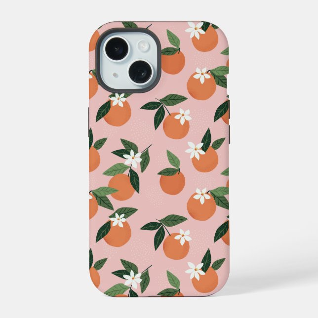 Peach Orange Juice Pattern iPhone 15 Case (Back)