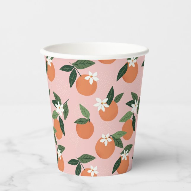 Peach Orange Juice Pattern Paper Cups (Front)
