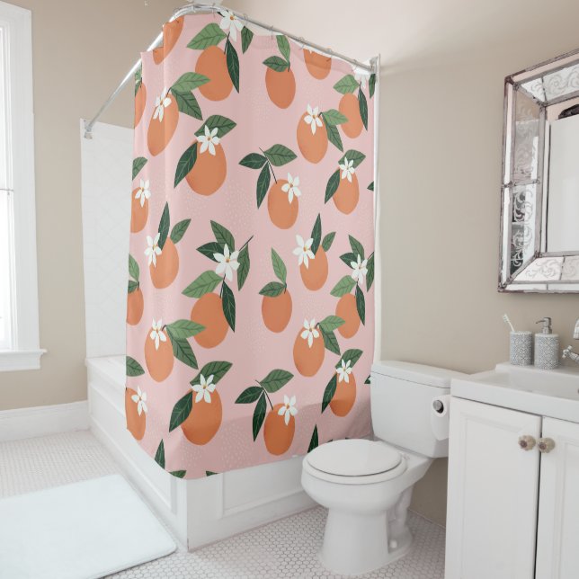 Peach Orange Juice Pattern Shower Curtain (In Situ)