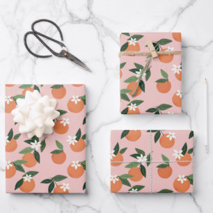Peach Orange Juice Pattern Wrapping Paper Sheet