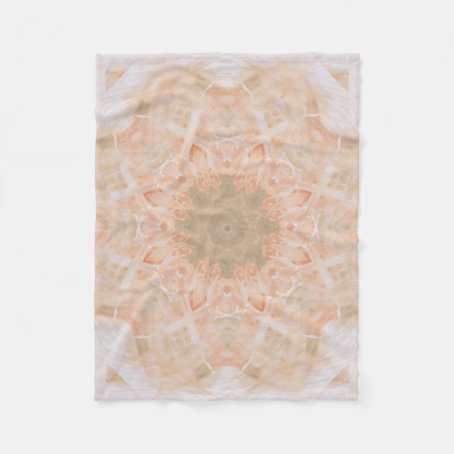 Peach Orange Mandala Fleece Blanket (Front)
