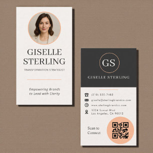 Peach Orange Photo QR Code Business Card