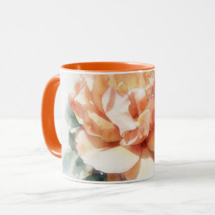 Peach Orange Rose Floral Art Mug Flower