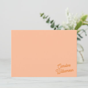 Peach Orange Script Personalised Stationery Card