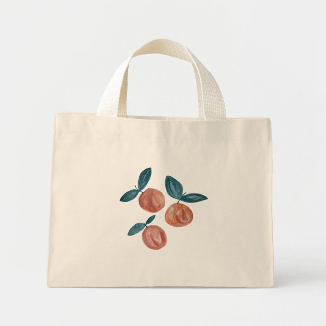 Peach Orange Small Canvas Tote Bag (Front)