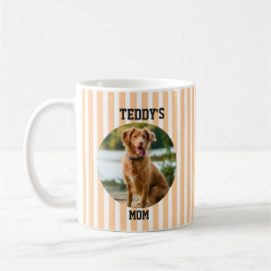Peach Orange Striped Personalised Dog Mum Coffee Mug