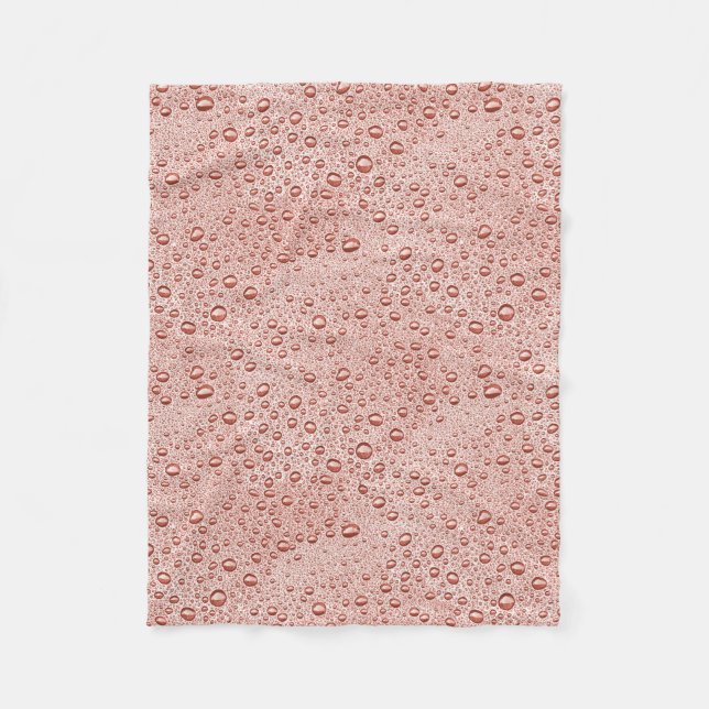 Peach orange water droplets fleece blanket (Front)