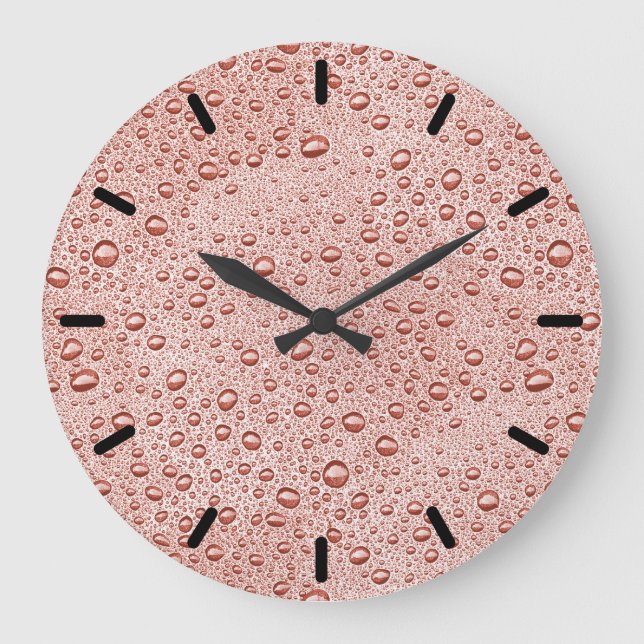 Peach orange water droplets large clock (Front)