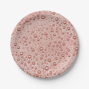Peach orange water droplets paper plate
