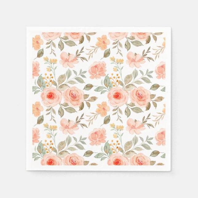 Peach Orange Watercolor Party Napkin (Front)