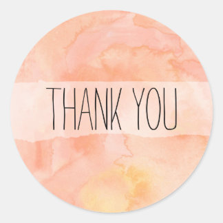 Peach Orange Watercolor Thank You Sticker