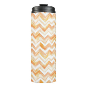 Peach Orange White Zigzag Stripes Thermal Tumbler