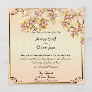 Peach Orchid Watercolor Posh Wedding Invitation