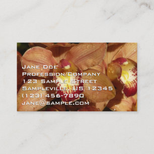 Peach Orchids with Raindrops Business Card