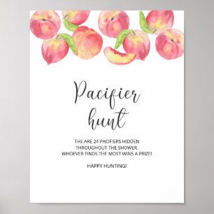 Peach pacifier hunt baby shower game poster