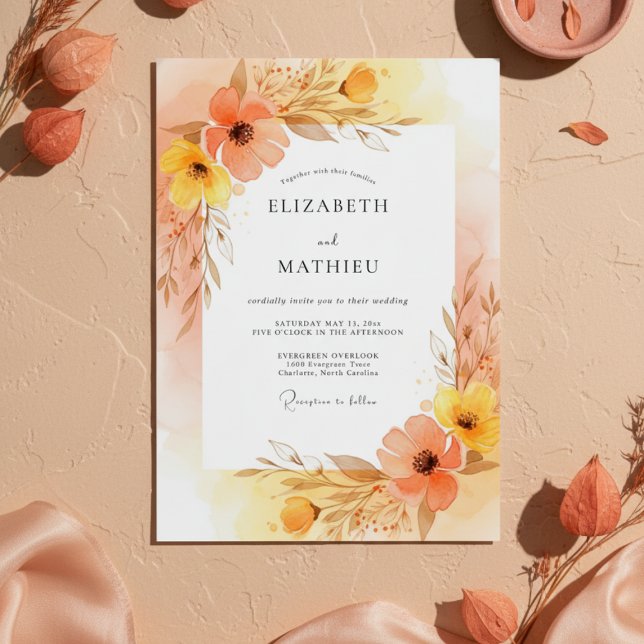 Peach Painterly Bloom Wedding Invitation (Creator Uploaded)