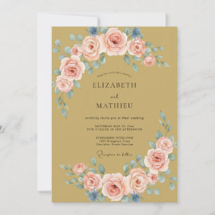 Peach Painterly Flourish Wedding Invitation
