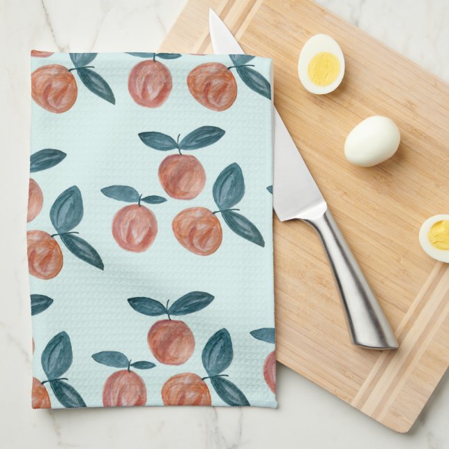 Peach Painting Sweet as a Peach Tea Towel (Quarter Fold)