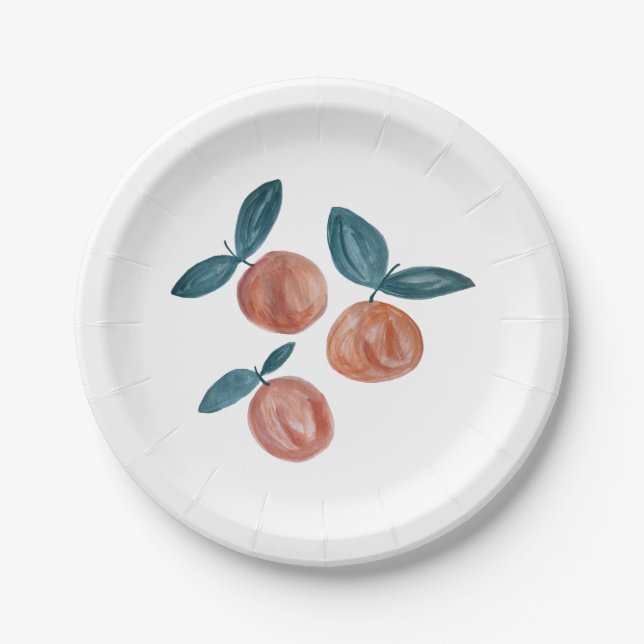 Peach Painting Sweet Peach Birthday Party Plates (Front)