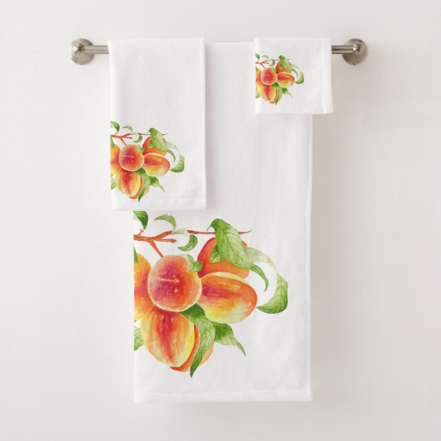 'Peach Paradise' on a Bathroom Towel Set (Insitu)