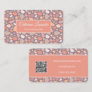 Peach Pastel Conglomerate Stone QR Code Business Card