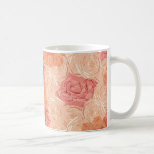 Peach pastel vintage rose pattern coffee mug