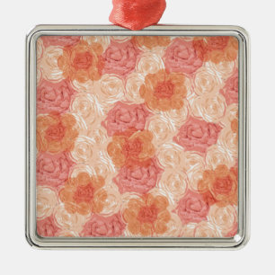 Peach pastel vintage rose pattern metal tree decoration